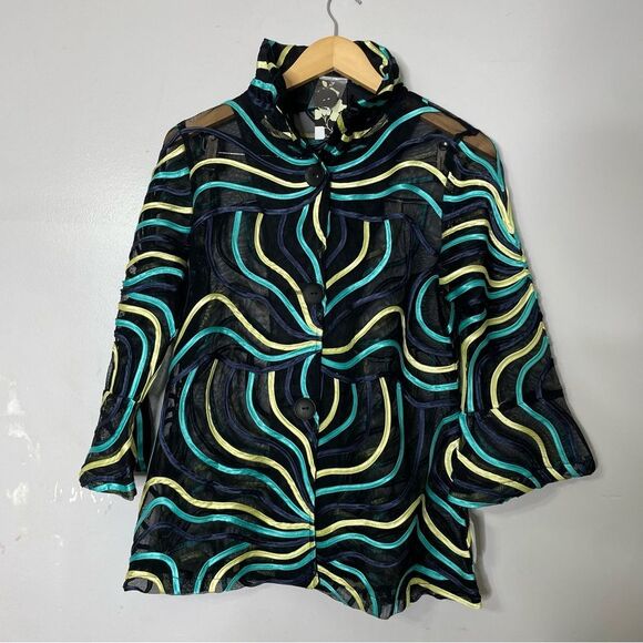 Damee Inc. Sheer Mesh Soutache Ribbon Art‎ To Wear Maximalist Jacket Wire Collar - Picture 2 of 8